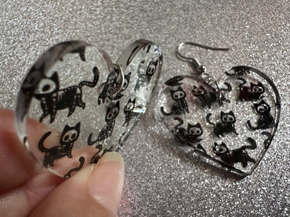 Halloween Cat Earrings: Laser Cut Acrylic Cat Skeletons, Black Cats, Spooky Cats, Kittens, Felines, Meow, Best Gifts for Her/Him/Them