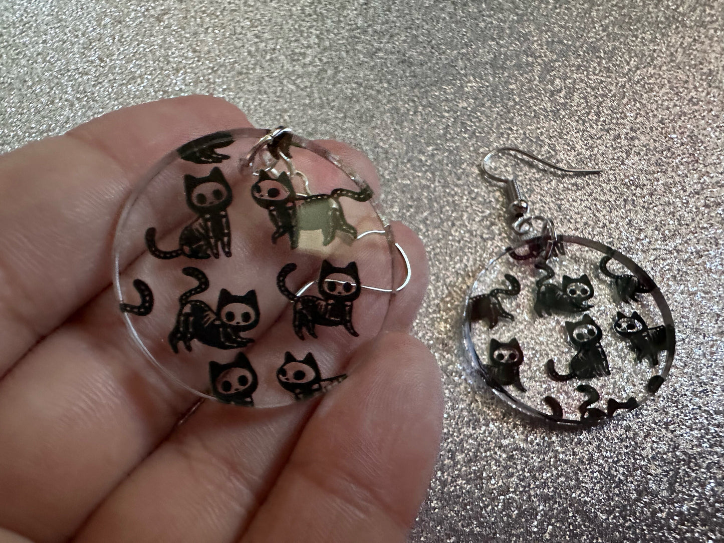 Halloween Cat Earrings: Laser Cut Acrylic Cat Skeletons, Black Cats, Spooky Cats, Kittens, Felines, Meow, Best Gifts for Her/Him/Them