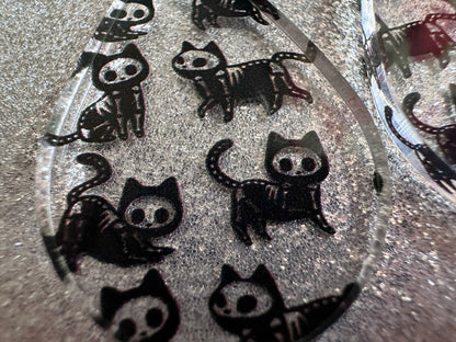 Halloween Cat Earrings: Laser Cut Acrylic Cat Skeletons, Black Cats, Spooky Cats, Kittens, Felines, Meow, Best Gifts for Her/Him/Them