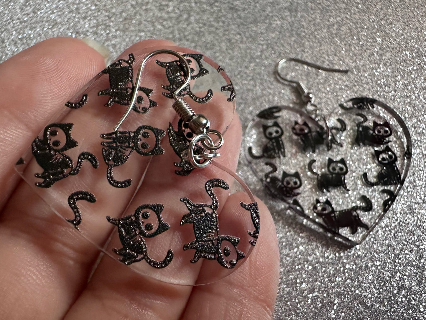 Halloween Cat Earrings: Laser Cut Acrylic Cat Skeletons, Black Cats, Spooky Cats, Kittens, Felines, Meow, Best Gifts for Her/Him/Them