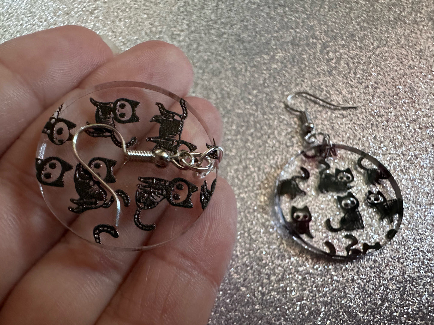 Halloween Cat Earrings: Laser Cut Acrylic Cat Skeletons, Black Cats, Spooky Cats, Kittens, Felines, Meow, Best Gifts for Her/Him/Them