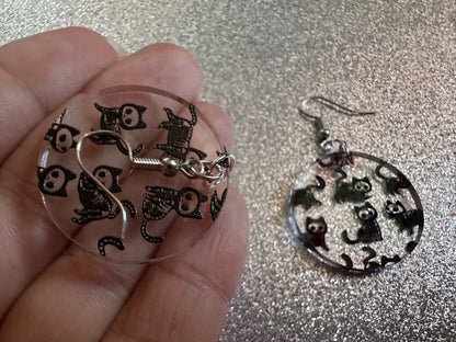 Halloween Cat Earrings: Laser Cut Acrylic Cat Skeletons, Black Cats, Spooky Cats, Kittens, Felines, Meow, Best Gifts for Her/Him/Them