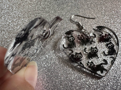 Halloween Cat Earrings: Laser Cut Acrylic Cat Skeletons, Black Cats, Spooky Cats, Kittens, Felines, Meow, Best Gifts for Her/Him/Them