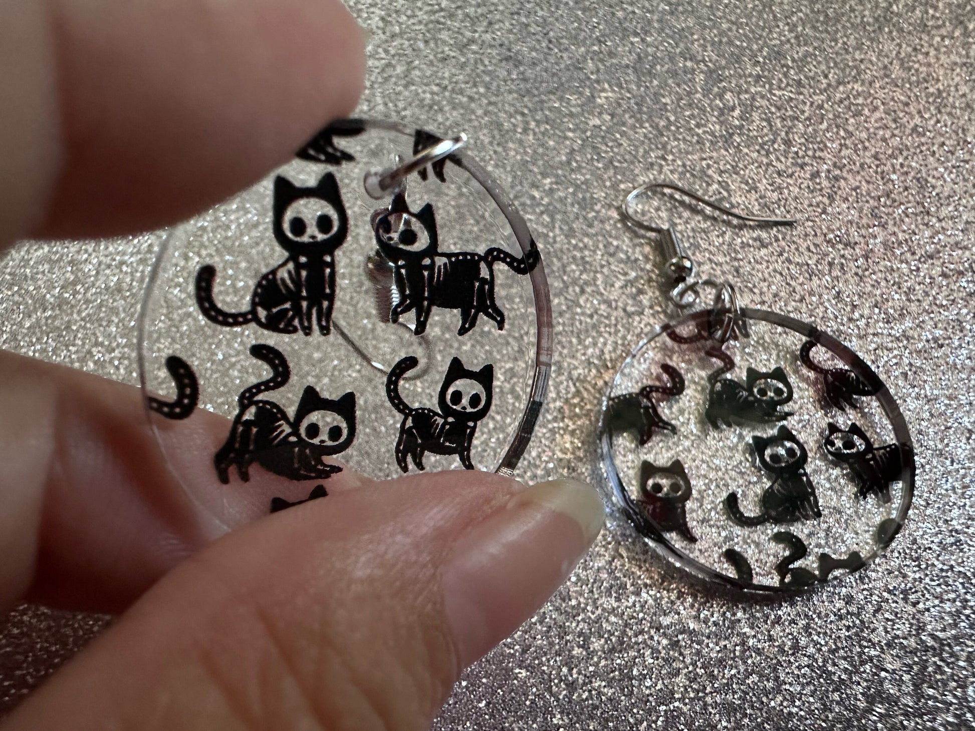 Halloween Cat Earrings: Laser Cut Acrylic Cat Skeletons, Black Cats, Spooky Cats, Kittens, Felines, Meow, Best Gifts for Her/Him/Them