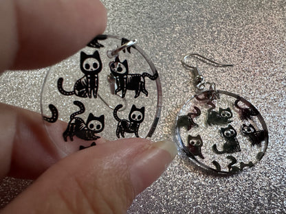 Halloween Cat Earrings: Laser Cut Acrylic Cat Skeletons, Black Cats, Spooky Cats, Kittens, Felines, Meow, Best Gifts for Her/Him/Them
