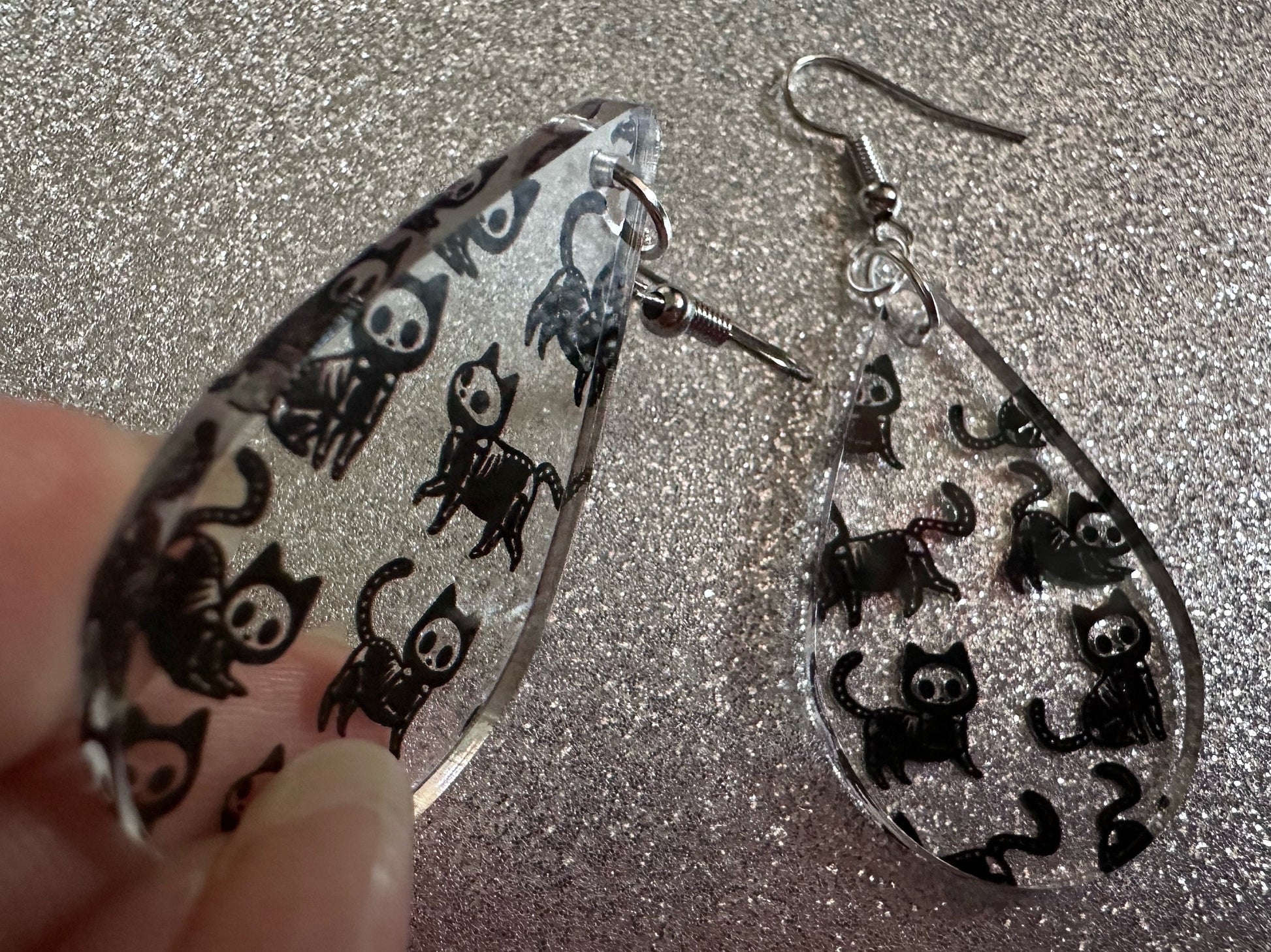 Halloween Cat Earrings: Laser Cut Acrylic Cat Skeletons, Black Cats, Spooky Cats, Kittens, Felines, Meow, Best Gifts for Her/Him/Them