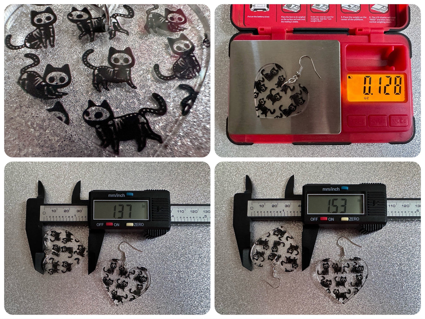 Halloween Cat Earrings: Laser Cut Acrylic Cat Skeletons, Black Cats, Spooky Cats, Kittens, Felines, Meow, Best Gifts for Her/Him/Them
