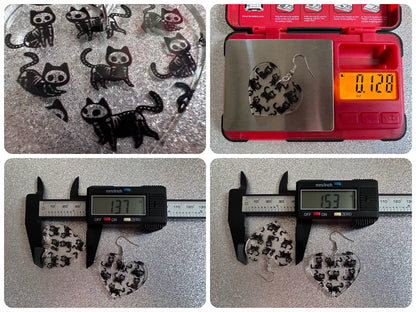 Halloween Cat Earrings: Laser Cut Acrylic Cat Skeletons, Black Cats, Spooky Cats, Kittens, Felines, Meow, Best Gifts for Her/Him/Them