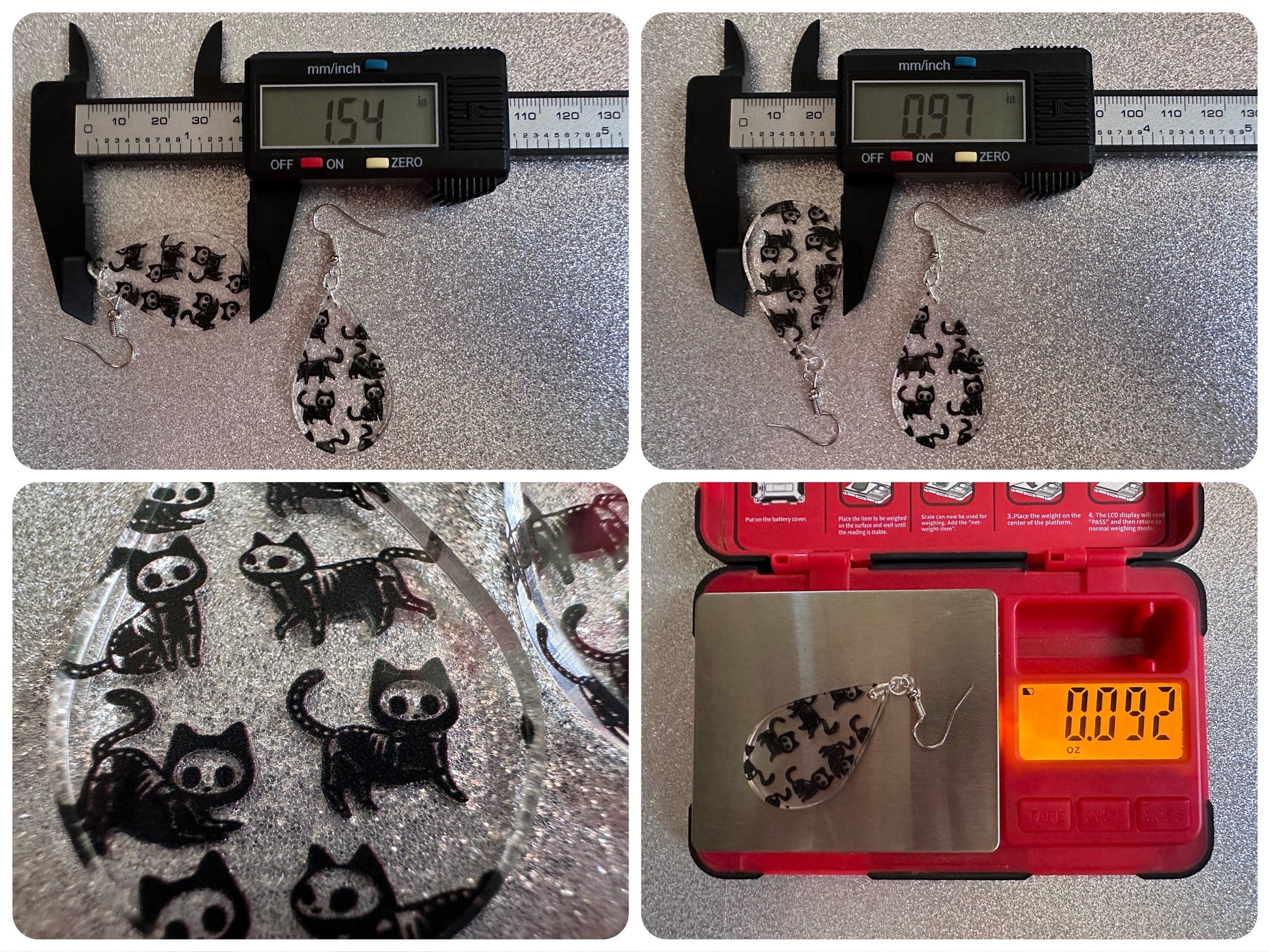 Halloween Cat Earrings: Laser Cut Acrylic Cat Skeletons, Black Cats, Spooky Cats, Kittens, Felines, Meow, Best Gifts for Her/Him/Them