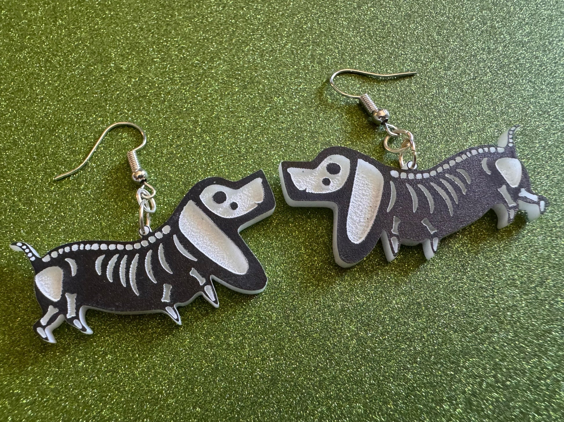 Halloween Dog Earrings: Laser Cut Acrylic Dog Skeletons, Beagle, Spooky Doggos, Doggies, Puppy, Pupper, Pup, Best Gifts for Her/Him/Them