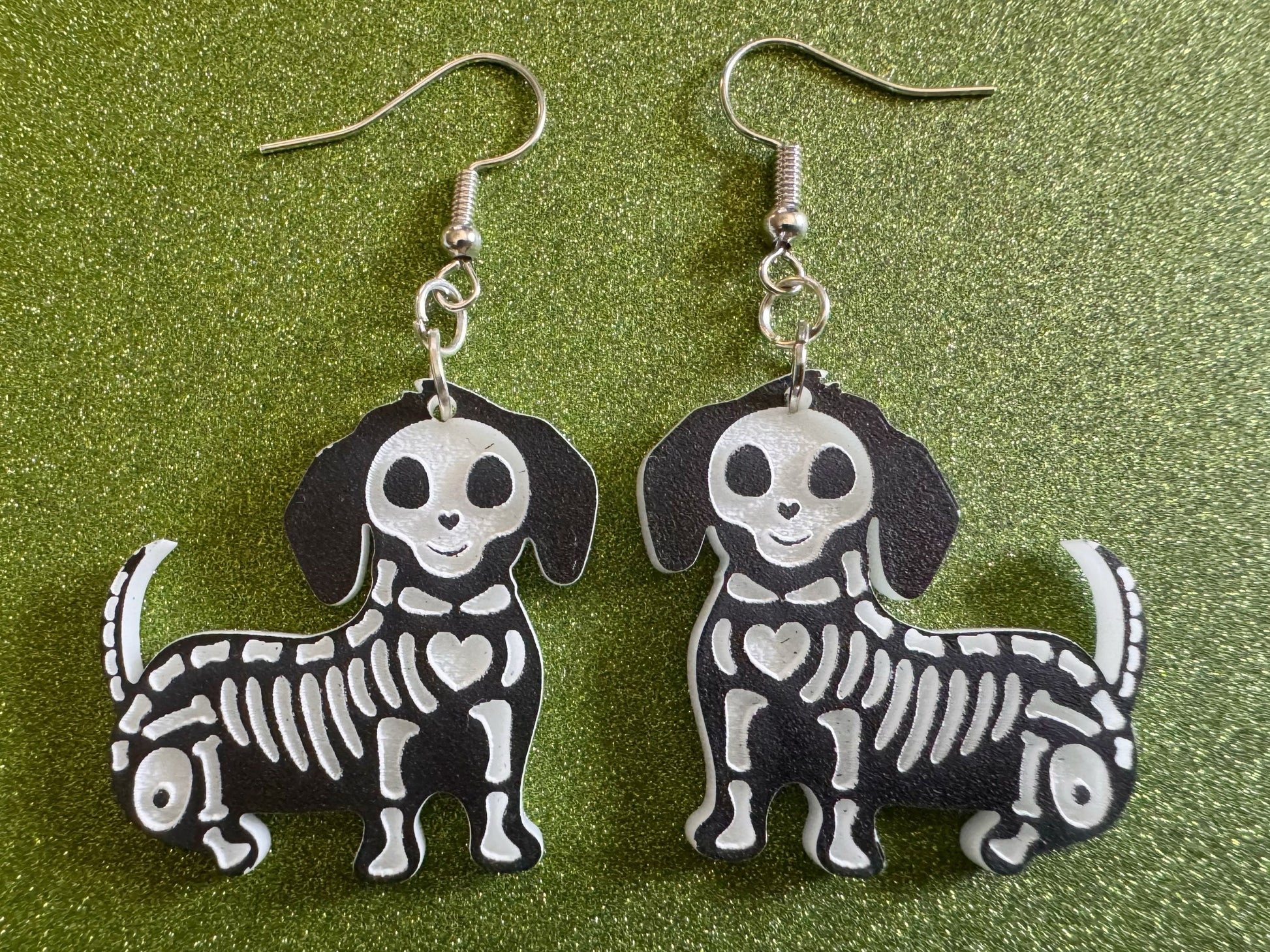 Halloween Dog Earrings: Laser Cut Acrylic Dog Skeletons, Beagle, Spooky Doggos, Doggies, Puppy, Pupper, Pup, Best Gifts for Her/Him/Them