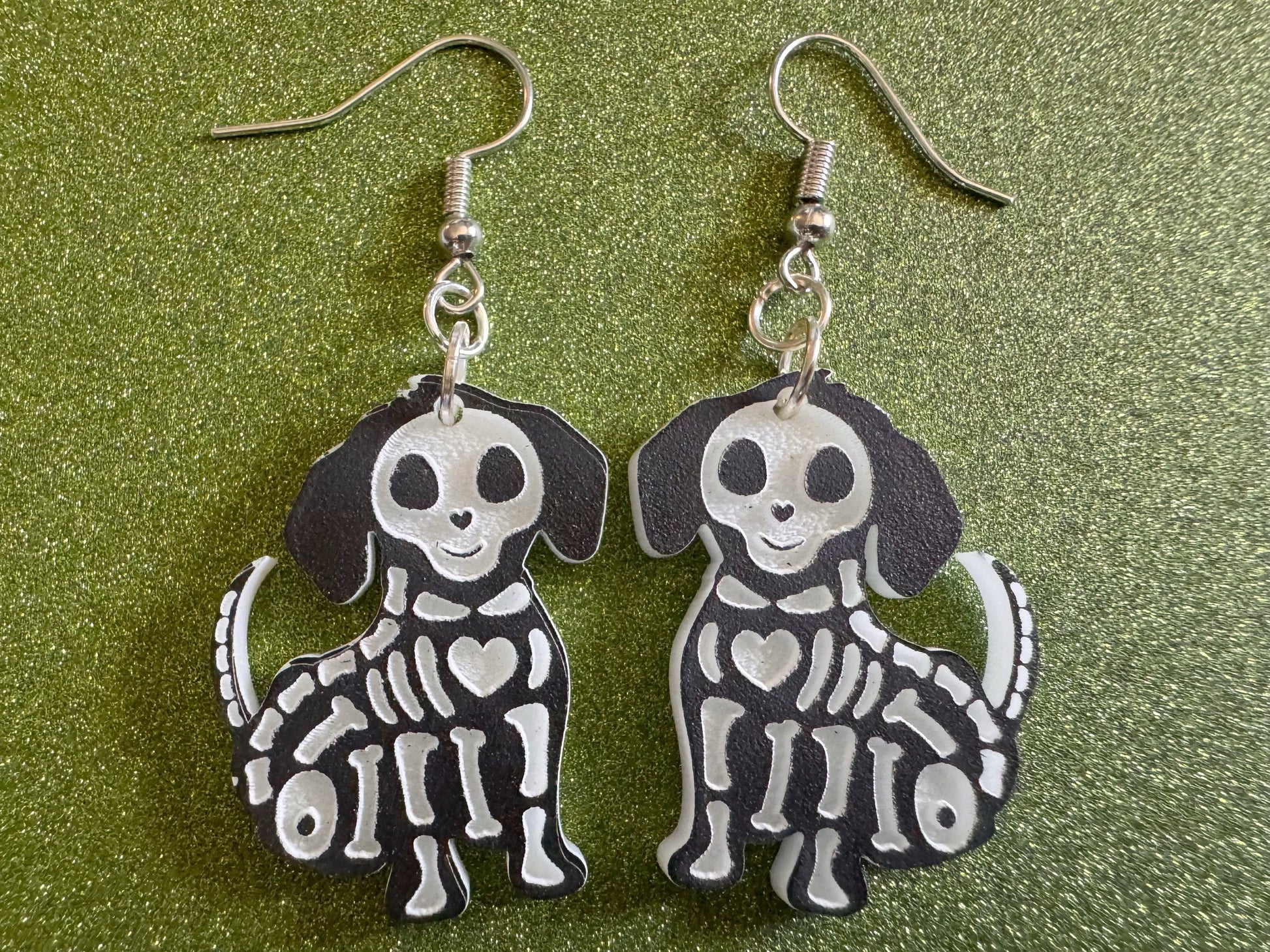 Halloween Dog Earrings: Laser Cut Acrylic Dog Skeletons, Beagle, Spooky Doggos, Doggies, Puppy, Pupper, Pup, Best Gifts for Her/Him/Them