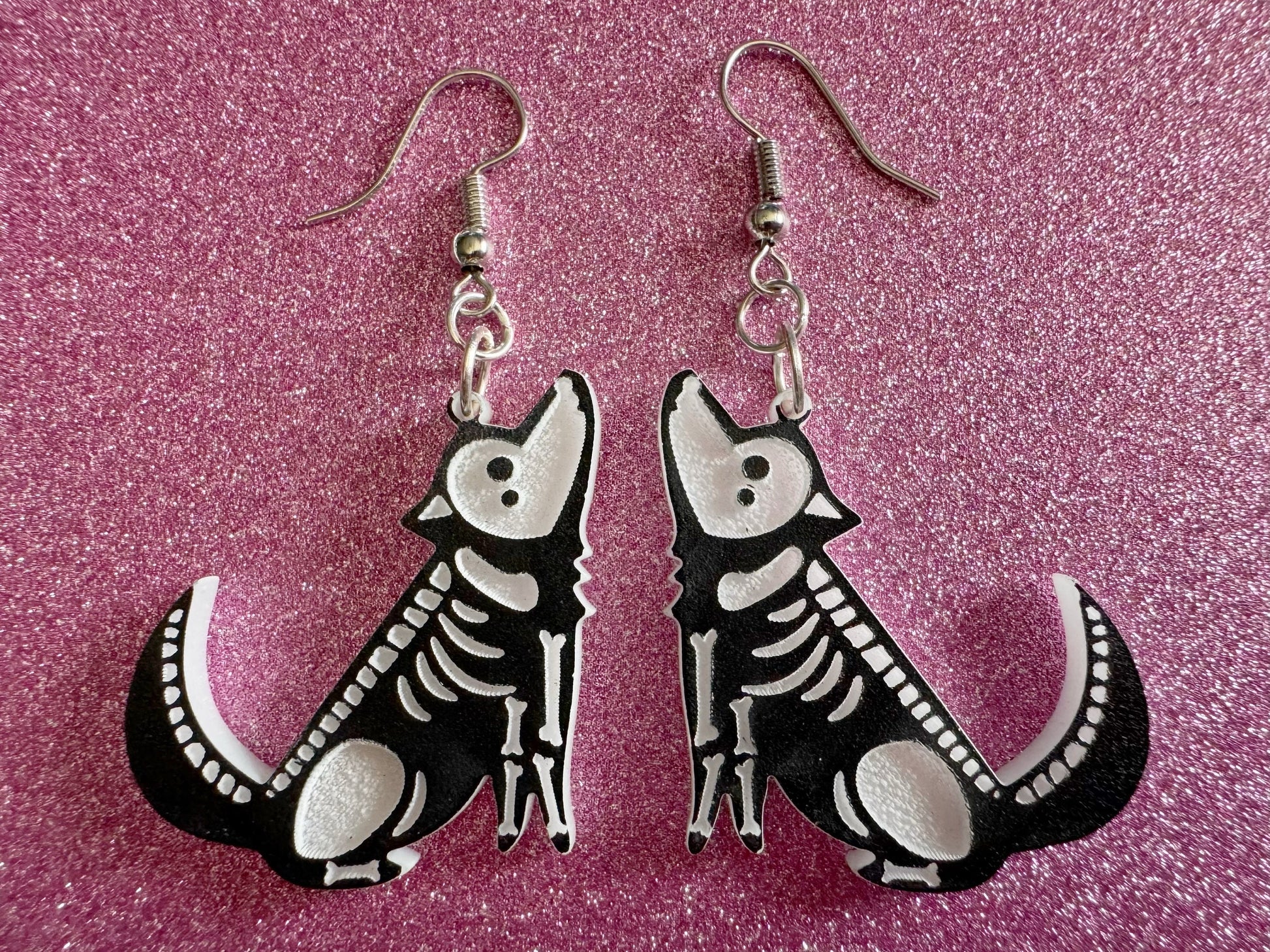 Halloween Dog Earrings: Laser Cut Acrylic Dog Skeletons, Beagle, Spooky Doggos, Doggies, Puppy, Pupper, Pup, Best Gifts for Her/Him/Them