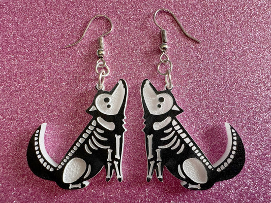 Halloween Dog Earrings: Laser Cut Acrylic Dog Skeletons, Beagle, Spooky Doggos, Doggies, Puppy, Pupper, Pup, Best Gifts for Her/Him/Them