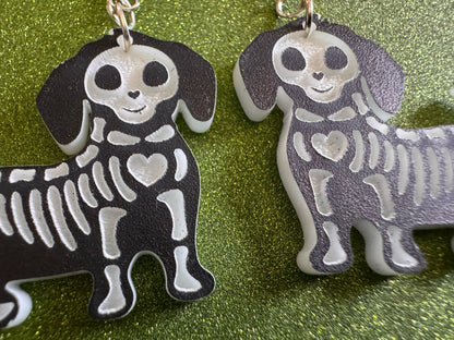 Halloween Dog Earrings: Laser Cut Acrylic Dog Skeletons, Beagle, Spooky Doggos, Doggies, Puppy, Pupper, Pup, Best Gifts for Her/Him/Them