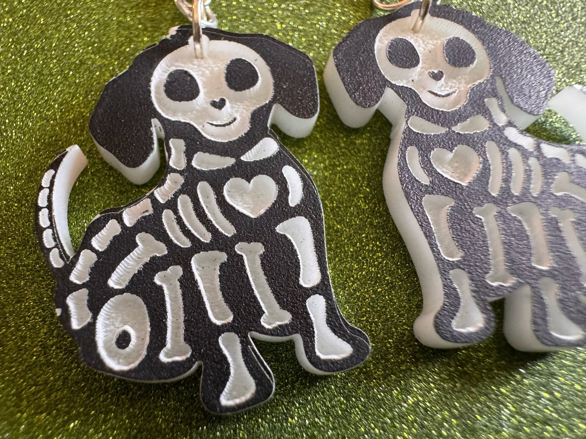 Halloween Dog Earrings: Laser Cut Acrylic Dog Skeletons, Beagle, Spooky Doggos, Doggies, Puppy, Pupper, Pup, Best Gifts for Her/Him/Them