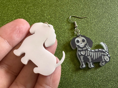 Halloween Dog Earrings: Laser Cut Acrylic Dog Skeletons, Beagle, Spooky Doggos, Doggies, Puppy, Pupper, Pup, Best Gifts for Her/Him/Them