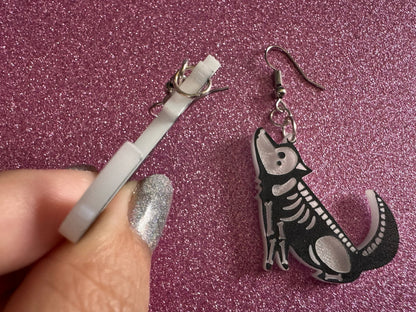 Halloween Dog Earrings: Laser Cut Acrylic Dog Skeletons, Beagle, Spooky Doggos, Doggies, Puppy, Pupper, Pup, Best Gifts for Her/Him/Them