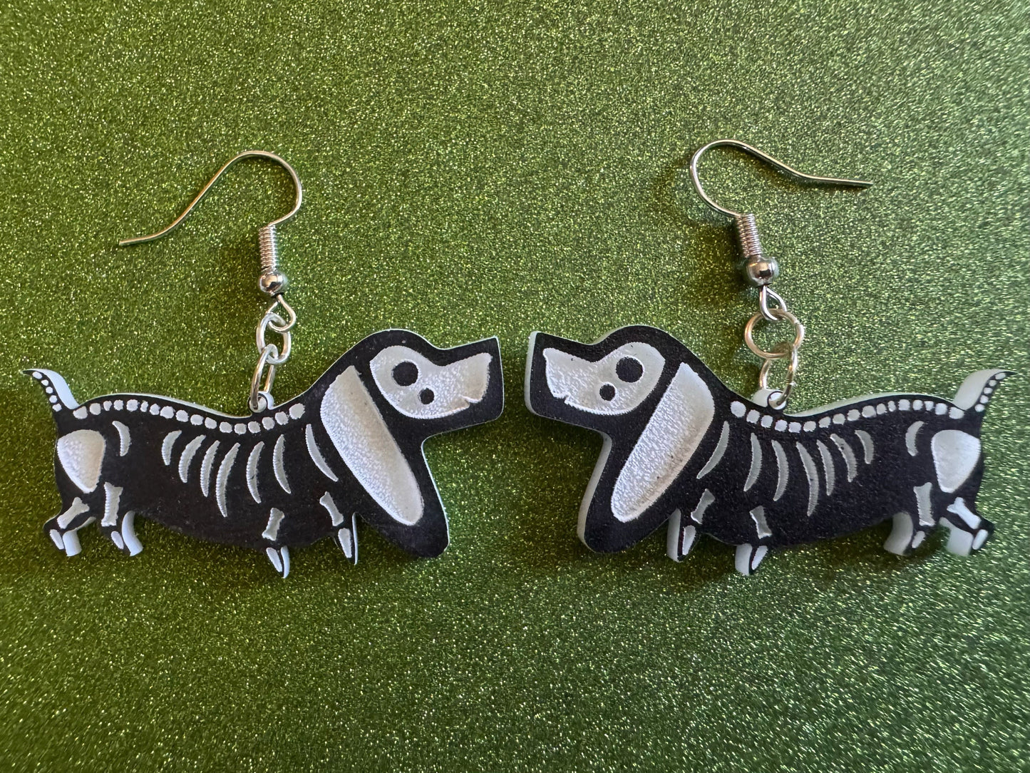 Halloween Dog Earrings: Laser Cut Acrylic Dog Skeletons, Beagle, Spooky Doggos, Doggies, Puppy, Pupper, Pup, Best Gifts for Her/Him/Them