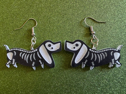 Halloween Dog Earrings: Laser Cut Acrylic Dog Skeletons, Beagle, Spooky Doggos, Doggies, Puppy, Pupper, Pup, Best Gifts for Her/Him/Them