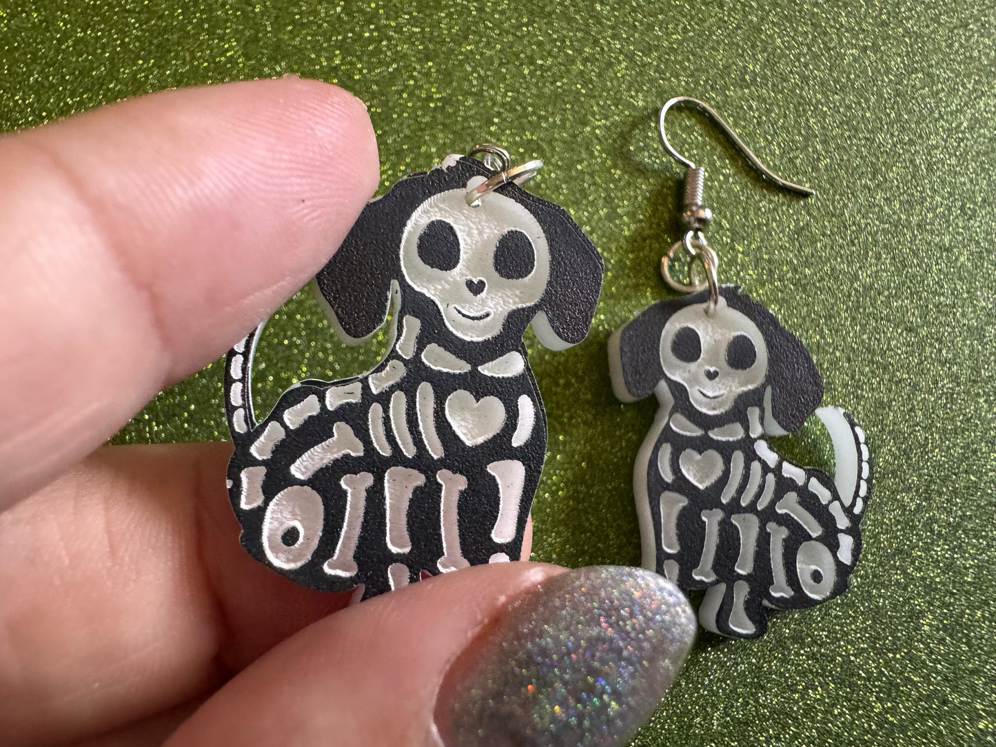 Halloween Dog Earrings: Laser Cut Acrylic Dog Skeletons, Beagle, Spooky Doggos, Doggies, Puppy, Pupper, Pup, Best Gifts for Her/Him/Them