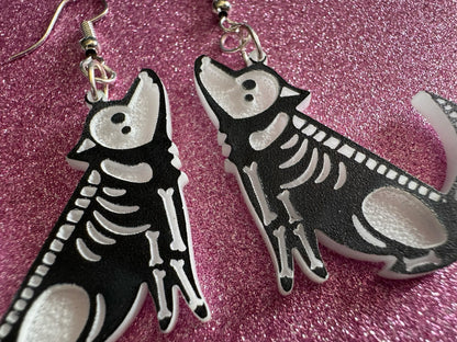 Halloween Dog Earrings: Laser Cut Acrylic Dog Skeletons, Beagle, Spooky Doggos, Doggies, Puppy, Pupper, Pup, Best Gifts for Her/Him/Them