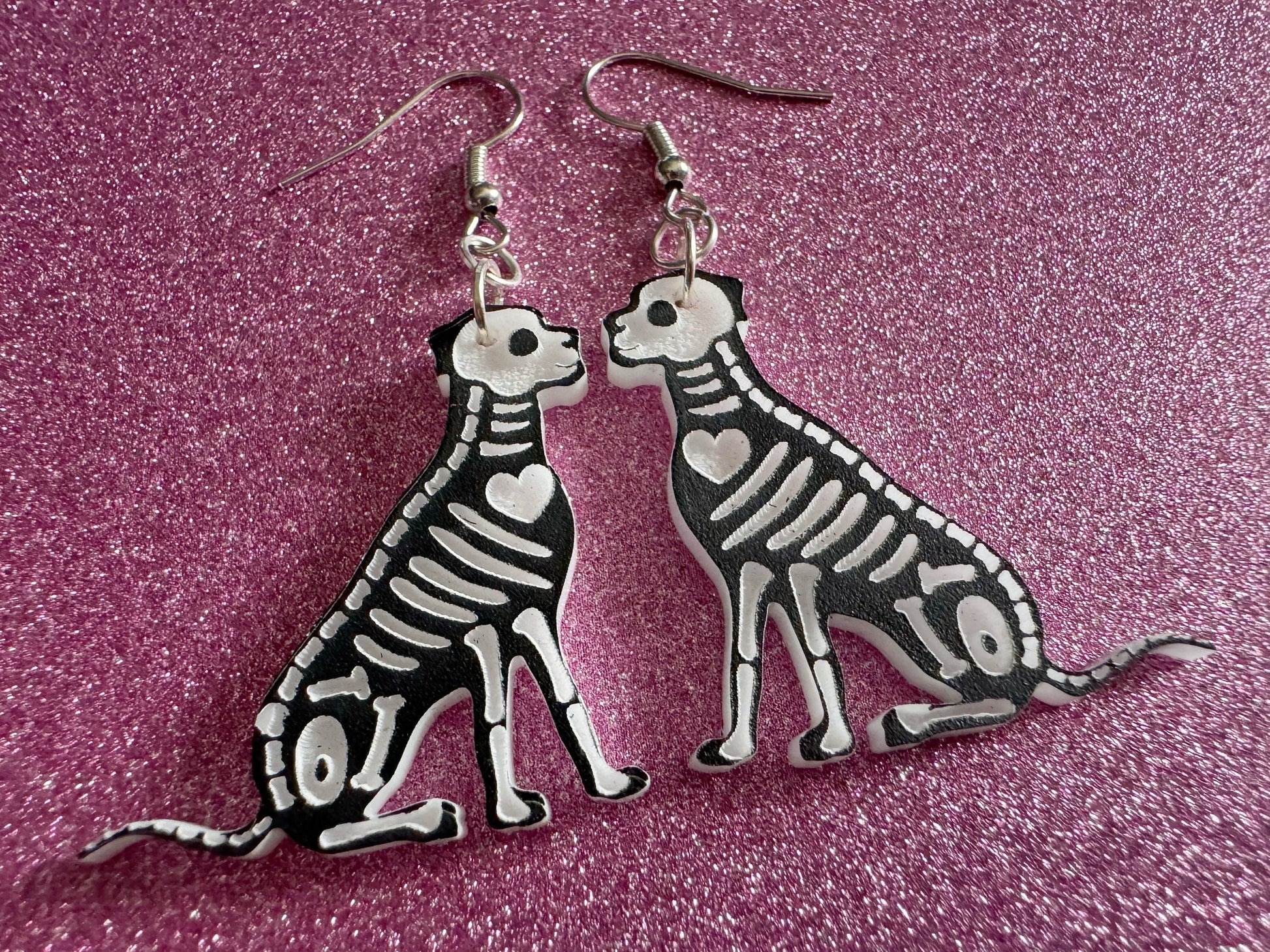 Halloween Dog Earrings: Laser Cut Acrylic Dog Skeletons, Beagle, Spooky Doggos, Doggies, Puppy, Pupper, Pup, Best Gifts for Her/Him/Them