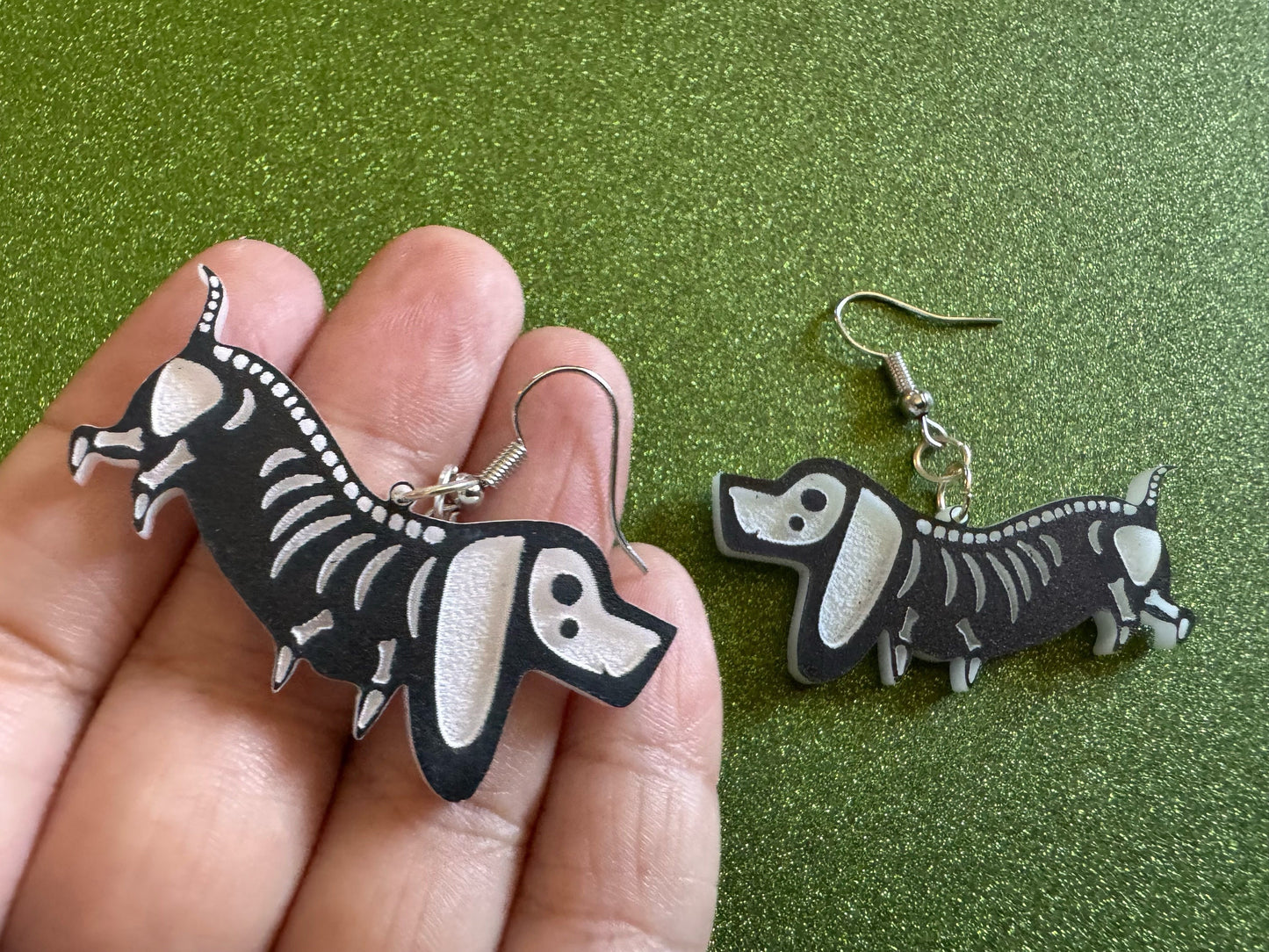 Halloween Dog Earrings: Laser Cut Acrylic Dog Skeletons, Beagle, Spooky Doggos, Doggies, Puppy, Pupper, Pup, Best Gifts for Her/Him/Them