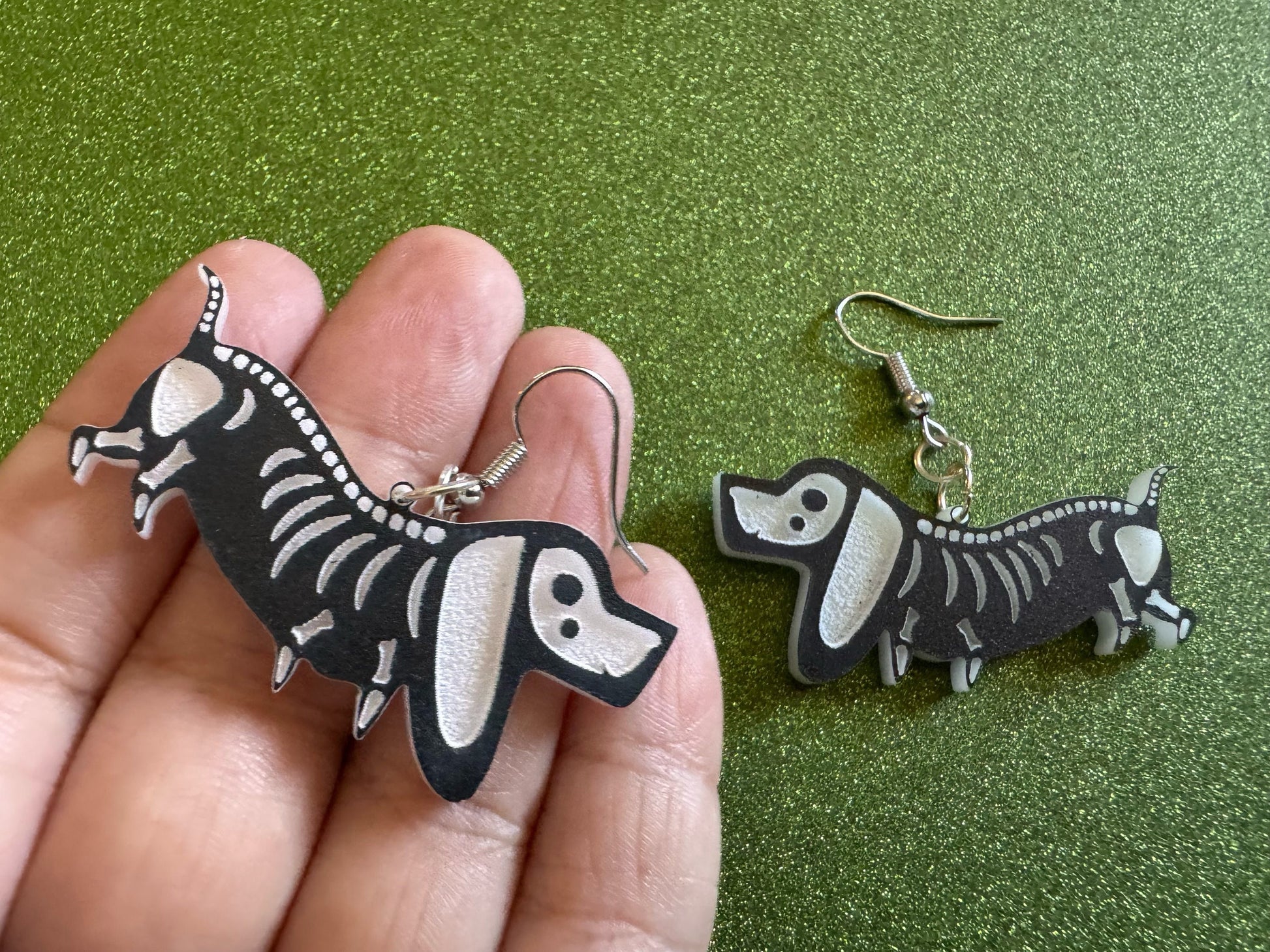 Halloween Dog Earrings: Laser Cut Acrylic Dog Skeletons, Beagle, Spooky Doggos, Doggies, Puppy, Pupper, Pup, Best Gifts for Her/Him/Them