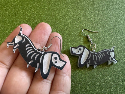Halloween Dog Earrings: Laser Cut Acrylic Dog Skeletons, Beagle, Spooky Doggos, Doggies, Puppy, Pupper, Pup, Best Gifts for Her/Him/Them