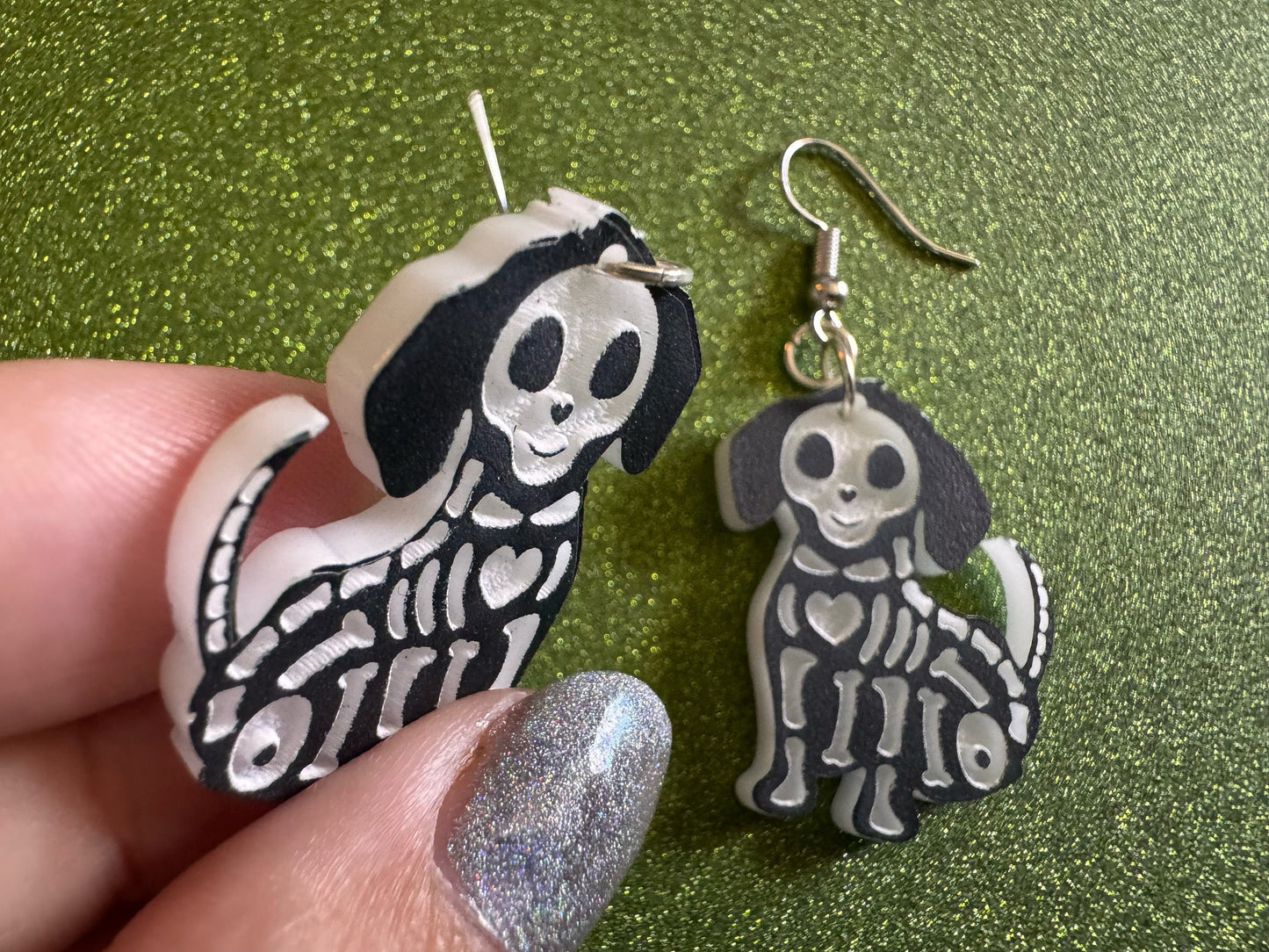 Halloween Dog Earrings: Laser Cut Acrylic Dog Skeletons, Beagle, Spooky Doggos, Doggies, Puppy, Pupper, Pup, Best Gifts for Her/Him/Them