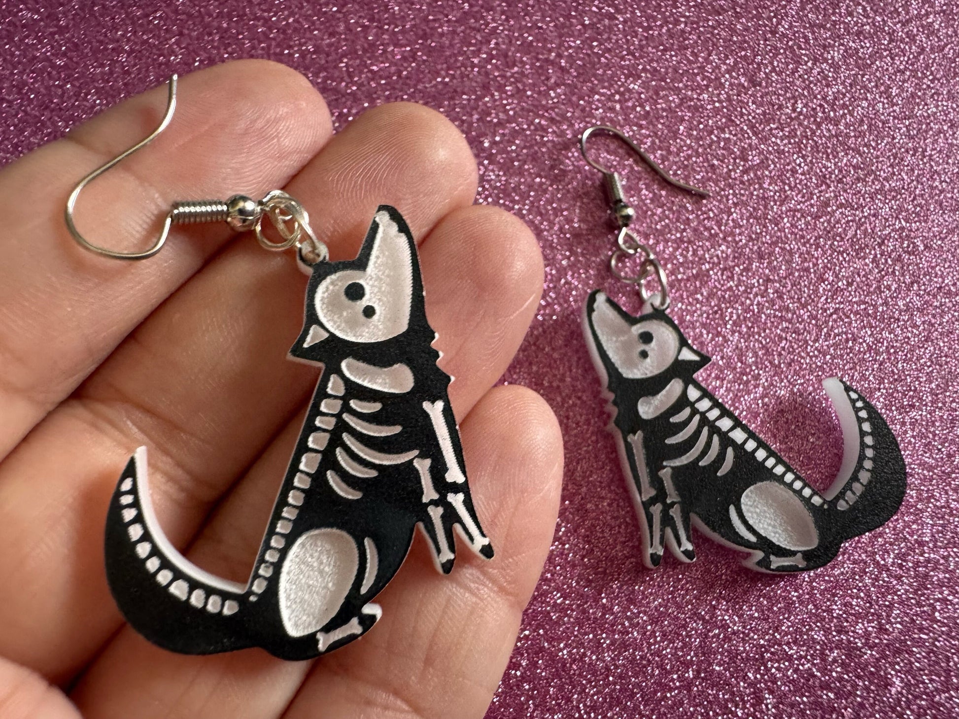 Halloween Dog Earrings: Laser Cut Acrylic Dog Skeletons, Beagle, Spooky Doggos, Doggies, Puppy, Pupper, Pup, Best Gifts for Her/Him/Them