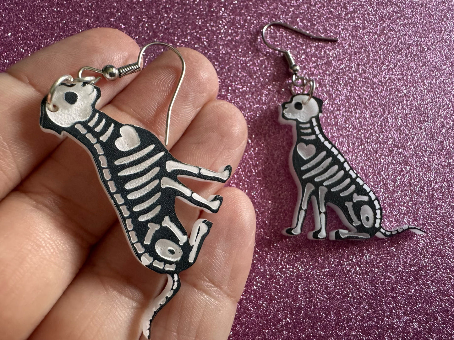 Halloween Dog Earrings: Laser Cut Acrylic Dog Skeletons, Beagle, Spooky Doggos, Doggies, Puppy, Pupper, Pup, Best Gifts for Her/Him/Them