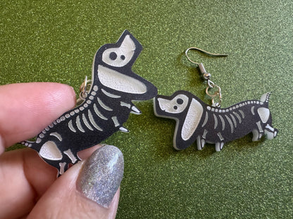 Halloween Dog Earrings: Laser Cut Acrylic Dog Skeletons, Beagle, Spooky Doggos, Doggies, Puppy, Pupper, Pup, Best Gifts for Her/Him/Them