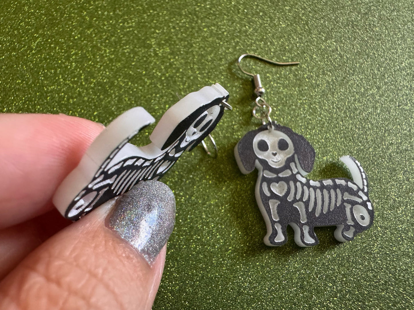 Halloween Dog Earrings: Laser Cut Acrylic Dog Skeletons, Beagle, Spooky Doggos, Doggies, Puppy, Pupper, Pup, Best Gifts for Her/Him/Them