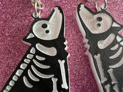 Halloween Dog Earrings: Laser Cut Acrylic Dog Skeletons, Beagle, Spooky Doggos, Doggies, Puppy, Pupper, Pup, Best Gifts for Her/Him/Them