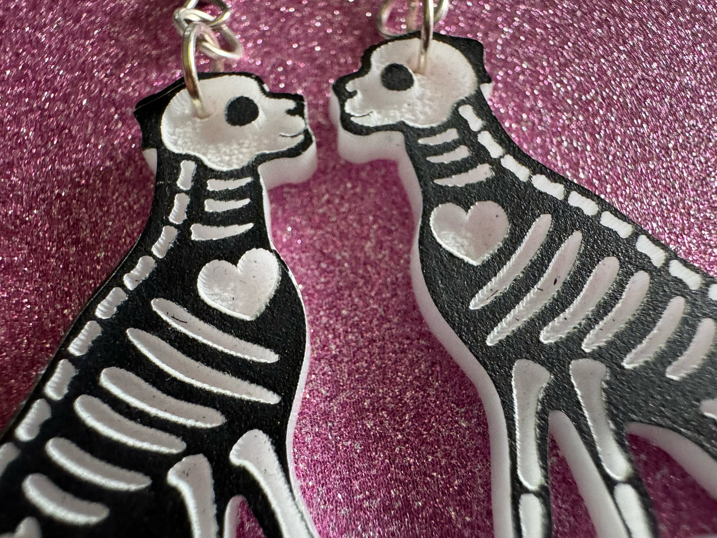 Halloween Dog Earrings: Laser Cut Acrylic Dog Skeletons, Beagle, Spooky Doggos, Doggies, Puppy, Pupper, Pup, Best Gifts for Her/Him/Them