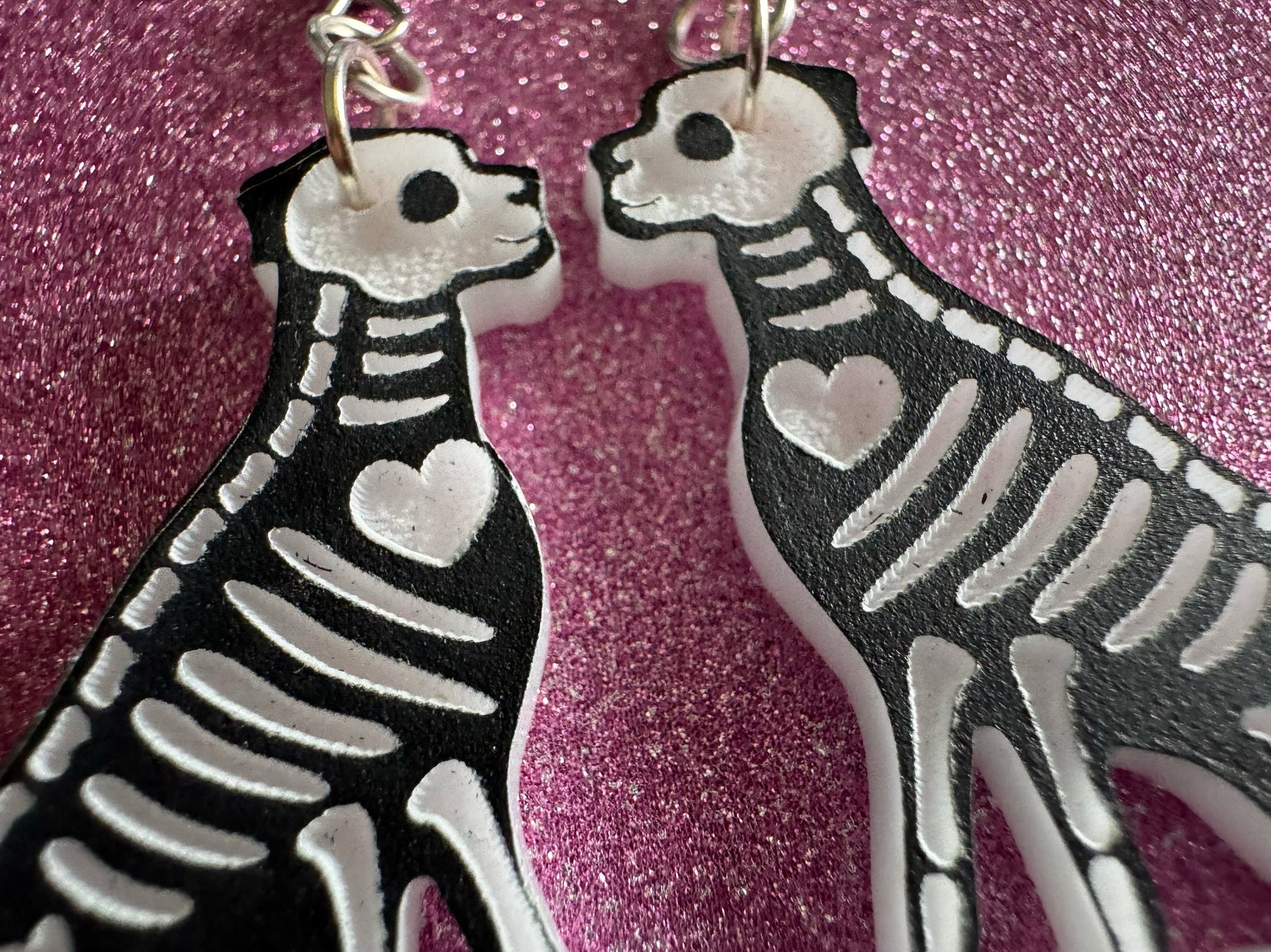 Halloween Dog Earrings: Laser Cut Acrylic Dog Skeletons, Beagle, Spooky Doggos, Doggies, Puppy, Pupper, Pup, Best Gifts for Her/Him/Them