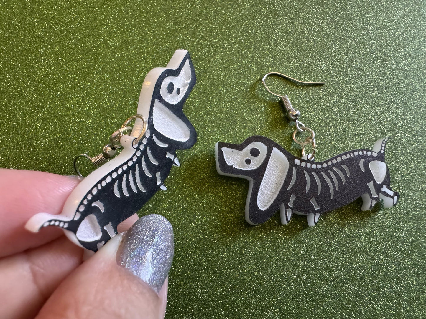 Halloween Dog Earrings: Laser Cut Acrylic Dog Skeletons, Beagle, Spooky Doggos, Doggies, Puppy, Pupper, Pup, Best Gifts for Her/Him/Them