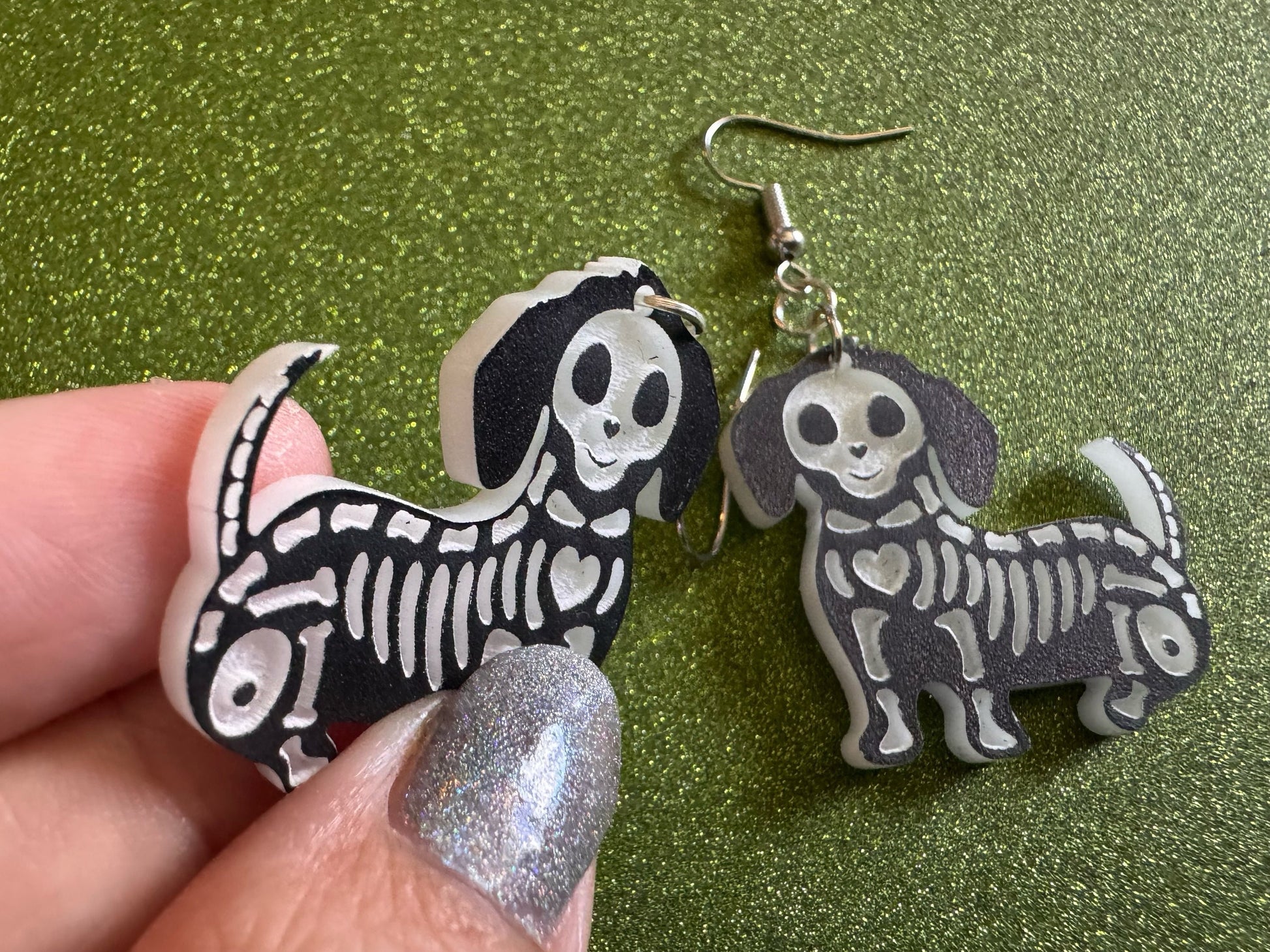 Halloween Dog Earrings: Laser Cut Acrylic Dog Skeletons, Beagle, Spooky Doggos, Doggies, Puppy, Pupper, Pup, Best Gifts for Her/Him/Them