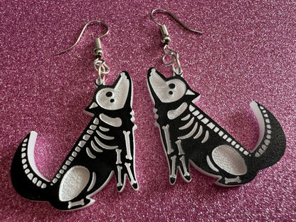 Halloween Dog Earrings: Laser Cut Acrylic Dog Skeletons, Beagle, Spooky Doggos, Doggies, Puppy, Pupper, Pup, Best Gifts for Her/Him/Them