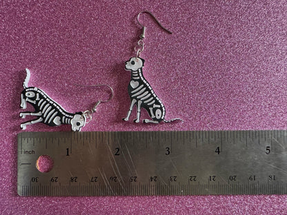 Halloween Dog Earrings: Laser Cut Acrylic Dog Skeletons, Beagle, Spooky Doggos, Doggies, Puppy, Pupper, Pup, Best Gifts for Her/Him/Them