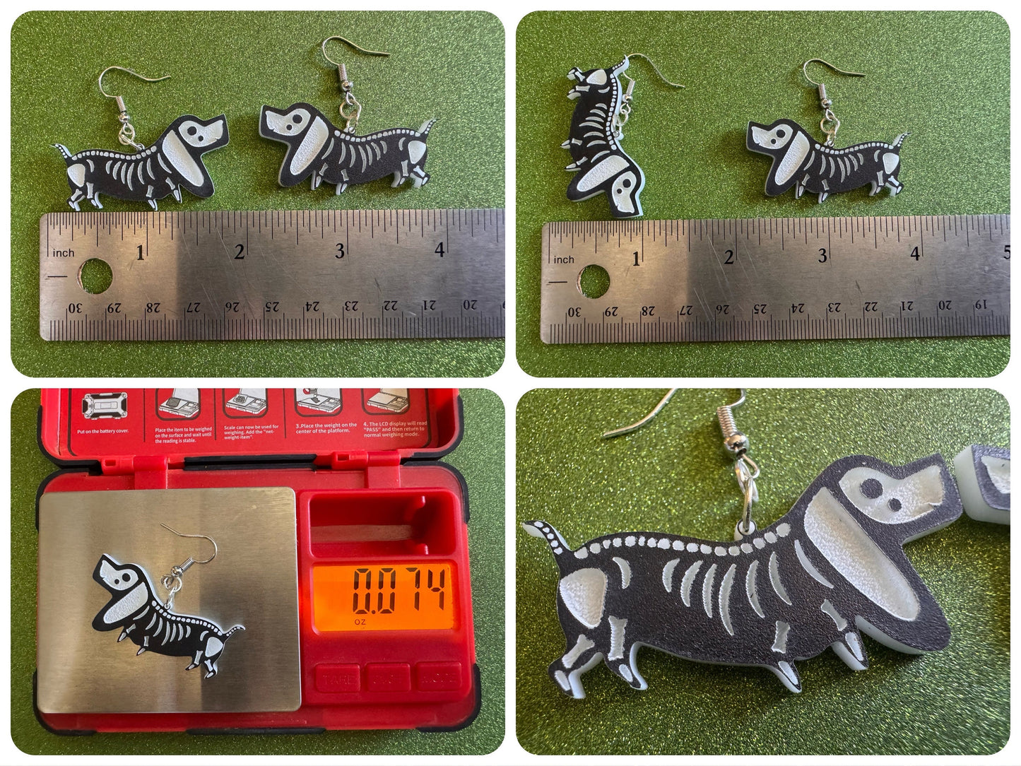 Halloween Dog Earrings: Laser Cut Acrylic Dog Skeletons, Beagle, Spooky Doggos, Doggies, Puppy, Pupper, Pup, Best Gifts for Her/Him/Them