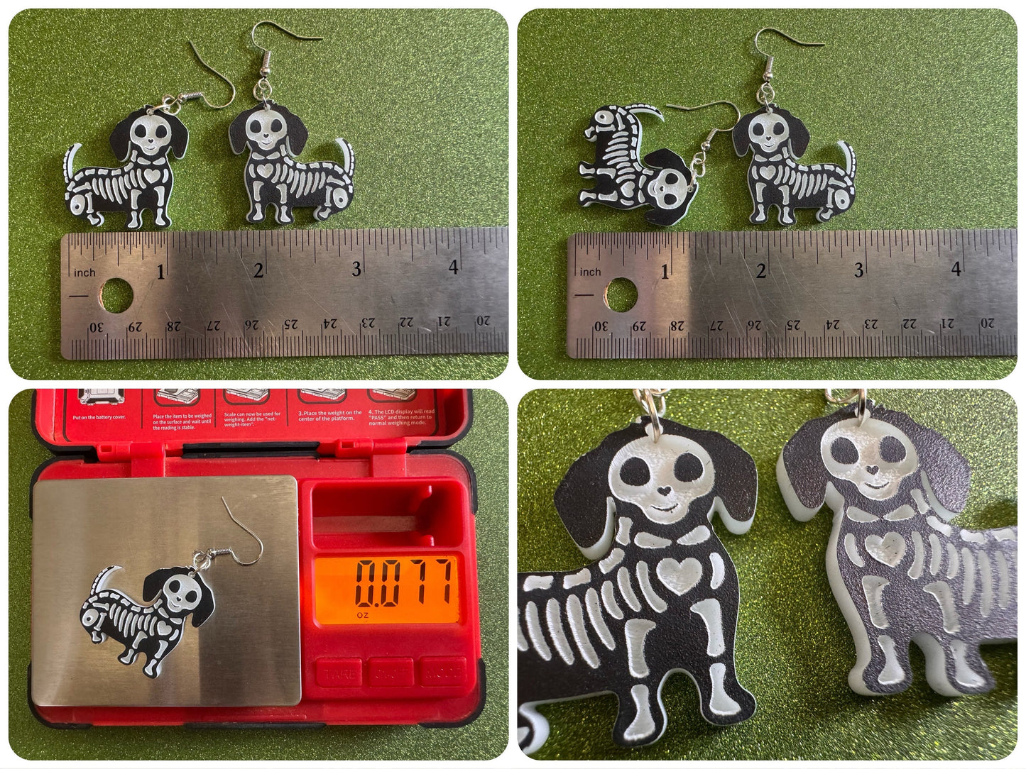Halloween Dog Earrings: Laser Cut Acrylic Dog Skeletons, Beagle, Spooky Doggos, Doggies, Puppy, Pupper, Pup, Best Gifts for Her/Him/Them