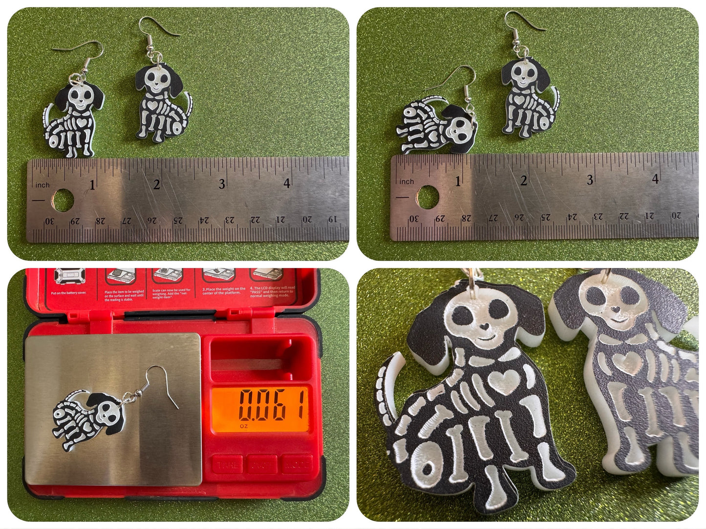 Halloween Dog Earrings: Laser Cut Acrylic Dog Skeletons, Beagle, Spooky Doggos, Doggies, Puppy, Pupper, Pup, Best Gifts for Her/Him/Them