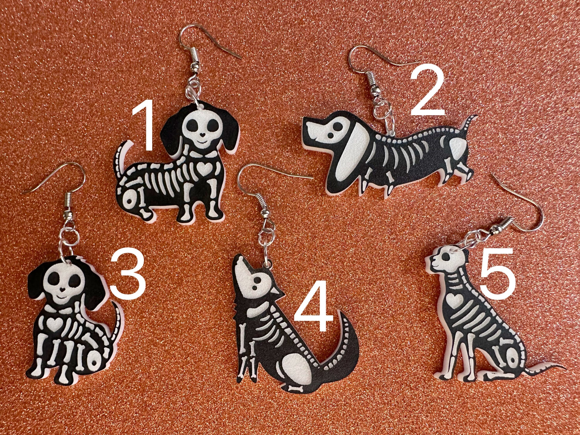 Halloween Dog Earrings: Laser Cut Acrylic Dog Skeletons, Black Dogs, Spooky Doggos, Doggies, Puppy, Pupper, Pup, Best Gifts for Her/Him/Them