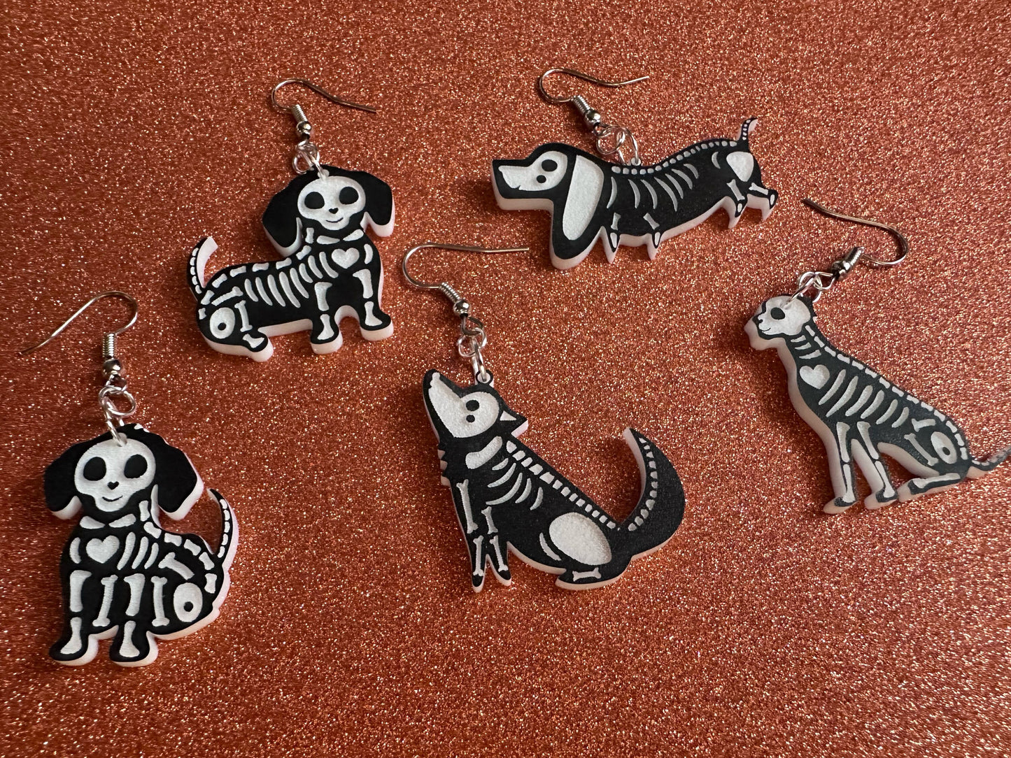 Halloween Dog Earrings: Laser Cut Acrylic Dog Skeletons, Black Dogs, Spooky Doggos, Doggies, Puppy, Pupper, Pup, Best Gifts for Her/Him/Them