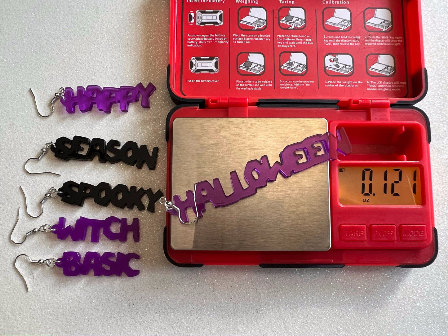 Halloween Earrings: Laser Cut Acrylic Halloween Text, Purple, Orange, Boo, Ghosts, Pumpkins, Basic Witch, Best Gifts for Her/Him/Them
