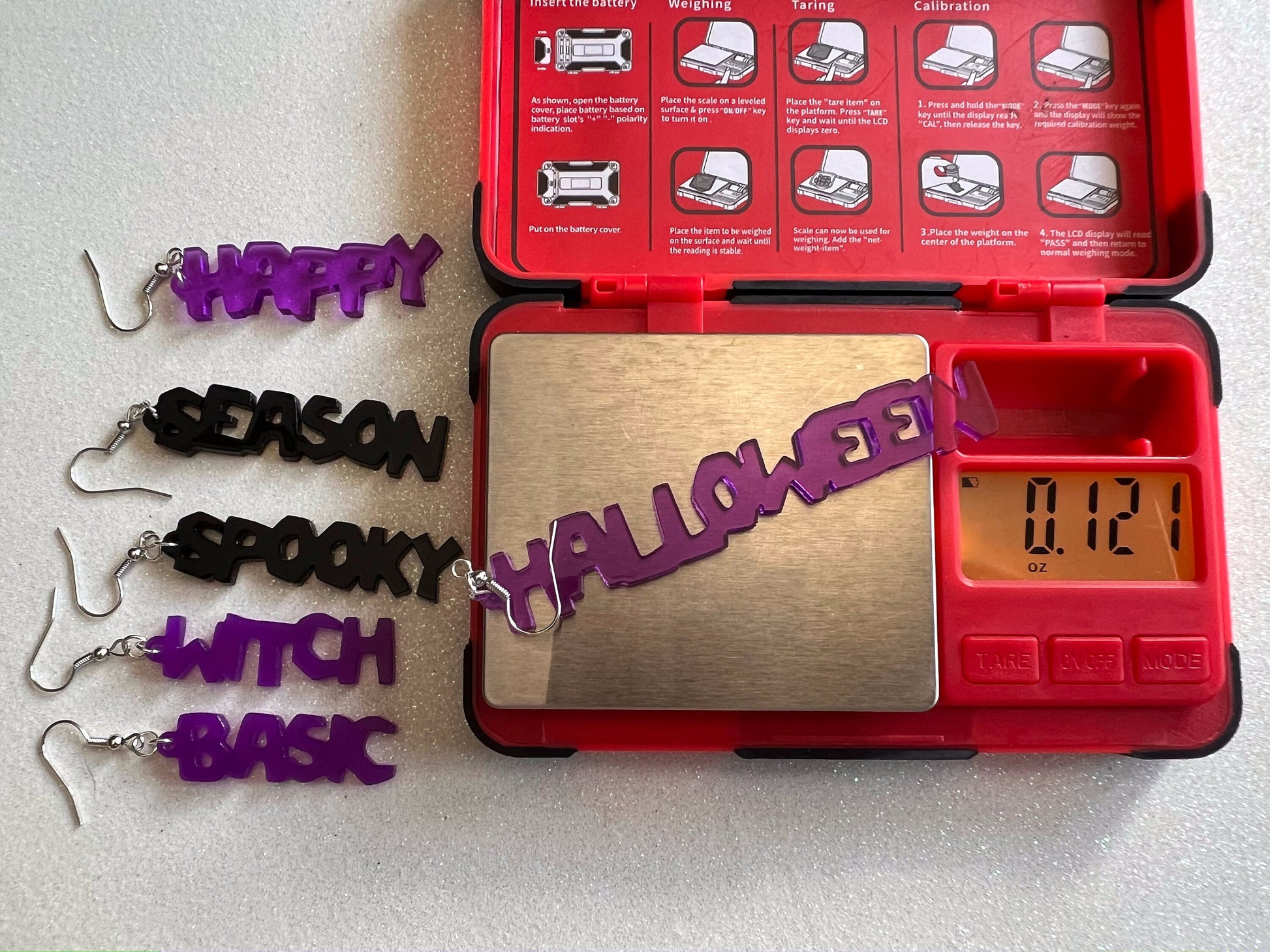 Halloween Earrings: Laser Cut Acrylic Halloween Text, Purple, Orange, Boo, Ghosts, Pumpkins, Basic Witch, Best Gifts for Her/Him/Them