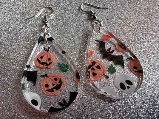 Halloween Earrings: Laser Cut Acrylic Pumpkins, Bats, Skulls, Skeletons, Fall Leaves, Spooky, Autumn, Spooky, Best Gifts for Her/Him/Them